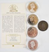 Four modern silver coins comprising 2001 and 2008 1oz Britannia coins, 2007 Gibraltar History of the