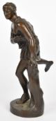 French 19thC bronze figure of Atalanta, signed Barbedienne and with foundry mark to base, height
