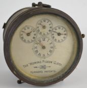 Hateley's and Turner's patent homing pigeon clock with main dial and three subsidiary dials,