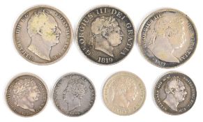 Approximately 63g of George III, George IIII and William IV British silver coinage to include