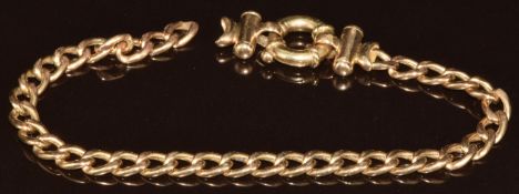 A 9ct gold curb link bracelet (damaged), 6.9g, 19cm