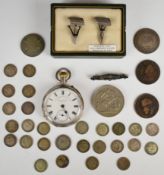 J.G.Graves Sheffield hallmarked silver cased keyless winding pocket watch, British silver coinage