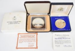 Two silver proof coins comprising Franklin Mint 1975 Barbados $10 coin (39.7g 0.925 silver) and 1978