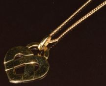 Poiray 18ct gold interlaced heart pendant (7.6g, 2.7 x 3.3cm), on yellow metal chain (54cm, 4.6g)
