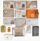 Collection of stamp safes including a silver example, brass stamp vesta, Goss with Headcorn crest to