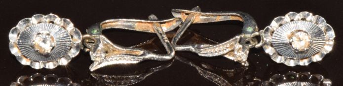 A pair of 18k white gold earrings set with paste, 5.2g