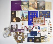 Small collection of mostly 20th century and newer British and world coins and coin sets, many in