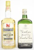 Gordon's and Booth's vintage dry Gin, both 1950's bottling, 70° proof. PLEASE NOTE ALL ALCOHOL &