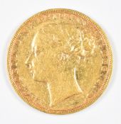 1878 Queen Victoria gold full sovereign with young head and George and the Dragon reverse, F