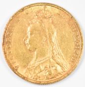 1892 Queen Victoria gold full sovereign with Jubilee head