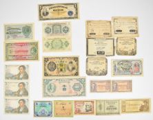 Small collection of world banknotes including a 1939 Malta 5 Shillings, a 1918-dated (1940) Malta