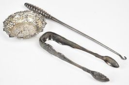 Victorian Scottish hallmarked silver sugar tongs, Glasgow 1850, maker William Hannay, length 15cm,