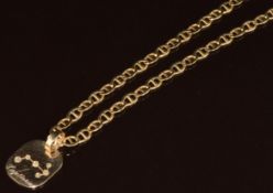 A 14k gold mariner's link necklace (7g, 40cm) and a 9ct gold Sagittarius pendant (1.2g)