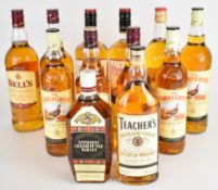 Twelve bottles of blended Scotch Whisky comprising The Famous Grouse, Bell's, Teacher's, Grant's and