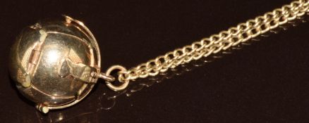 A silver and gold Masonic ball pendant, on 9ct gold chain (4.6g), 46cm