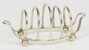 George VI hallmarked silver five bar toast rack, Sheffield 1939, maker Thomas Bradbury & Sons Ltd,