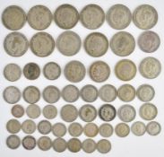 Approximately 343g of pre-1947 silver coinage from half crown to sixpence, together with a 1904