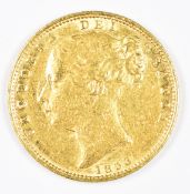 1853 Queen Victoria gold full sovereign with young head and shield reverse, G