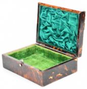 Victorian hallmarked silver gilt mounted tortoiseshell trinket box, opening to reveal a part
