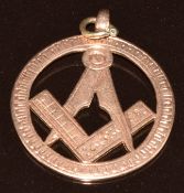 A 9ct rose gold Masonic pendant, 3.6g