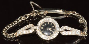 Marvin 18ct white gold ladies wristwatch with forty round cut diamonds set to the case and