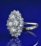 An 18ct white gold ring set with four round brilliant cut diamonds, each approximately 0.7ct,