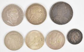 German and Eastern European silver and later coinage including 1765 Marie Therese, 1937 Latvia 5