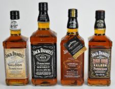 Four Jack Daniel's Tennessee sour mash Whiskeys comprising White Rabbit, Red Dog Saloon, Angelo