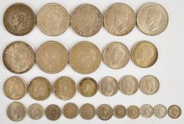 Approximately 339g of high grade George V and George VI British silver coinage, likely from cased