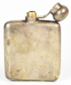 George V hallmarked silver hip flask of plain curved form with hinged bayonet cap, Chester 1920,
