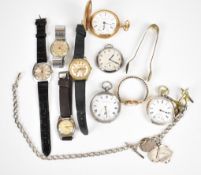 Nine various pocket and wristwatches including Avia, Everite King, Timex Automatic, Pierce,