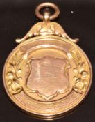A 9ct gold fob, Birmingham 1919, 6g