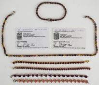 Five silver bracelets and a silver necklace