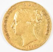 1838 Queen Victoria gold full sovereign with young head and shield reverse, F