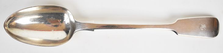Victorian hallmarked silver Fiddle pattern basting spoon, London 1857, maker Chawner & Co, length