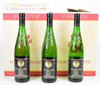Twelve bottles of Pieroth Brauneberger Kufrürstlag Riesling white wine, 2012, 9% vol, 75cl. PLEASE