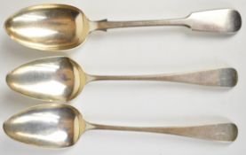 Pair of Georgian hallmarked silver table spoons, London 1789 or 1809, maker John Lias, length 21.
