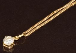 An 18ct gold pendant set with a round brilliant cut diamond of approximately 0.5ct, on 18ct gold