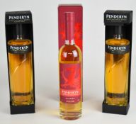 Three bottles of Penderyn single malt Welsh Whisky comprising two Welsh Gold 46% vol and one