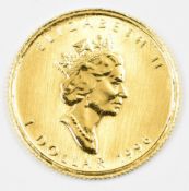 1996 Elizabeth II Canadian 1/20 oz Maple Leaf gold 1 Dollar coin, in Westminster box with