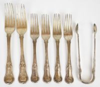 Georgian King's pattern hallmarked silver cutlery comprising two table forks and four dessert forks,