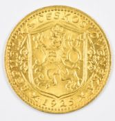 1925 Czechoslovakian Ducat gold coin, 3.49g 0.986 gold
