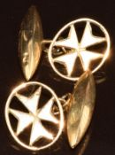 A pair of 18ct gold cufflinks in the form of a Maltese cross, 4.2g