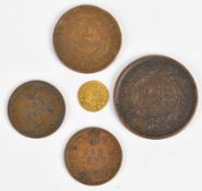 Five United States of America coins 1842-1902, consisting of a superb 1875 California Quarter Dollar