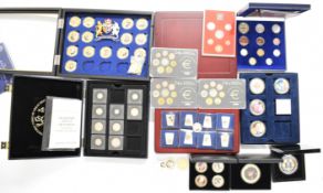 Large collection of cased and loose collectable coins, mainly commemorative, many with enamelled