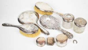 Victorian and later hallmarked and other silver mounted items comprising two hand mirrors, two