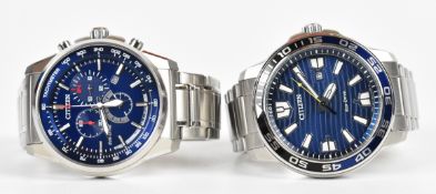 Two Citizen Eco-Drive gentleman's wristwatches one ref. J810-R013955 with date aperture, luminous