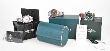 Three gentleman's wristwatches Accurist Dive Automatic ref. 72007, Boderry GMT Automatic and