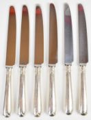 Set of six hallmarked silver handled dinner knives, Sheffield 2000, maker's mark BD, length 24.5cm