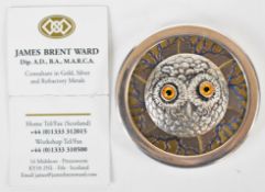 James Brent Ward novelty millennium hallmarked silver pot or box, the lid with niobium decorated